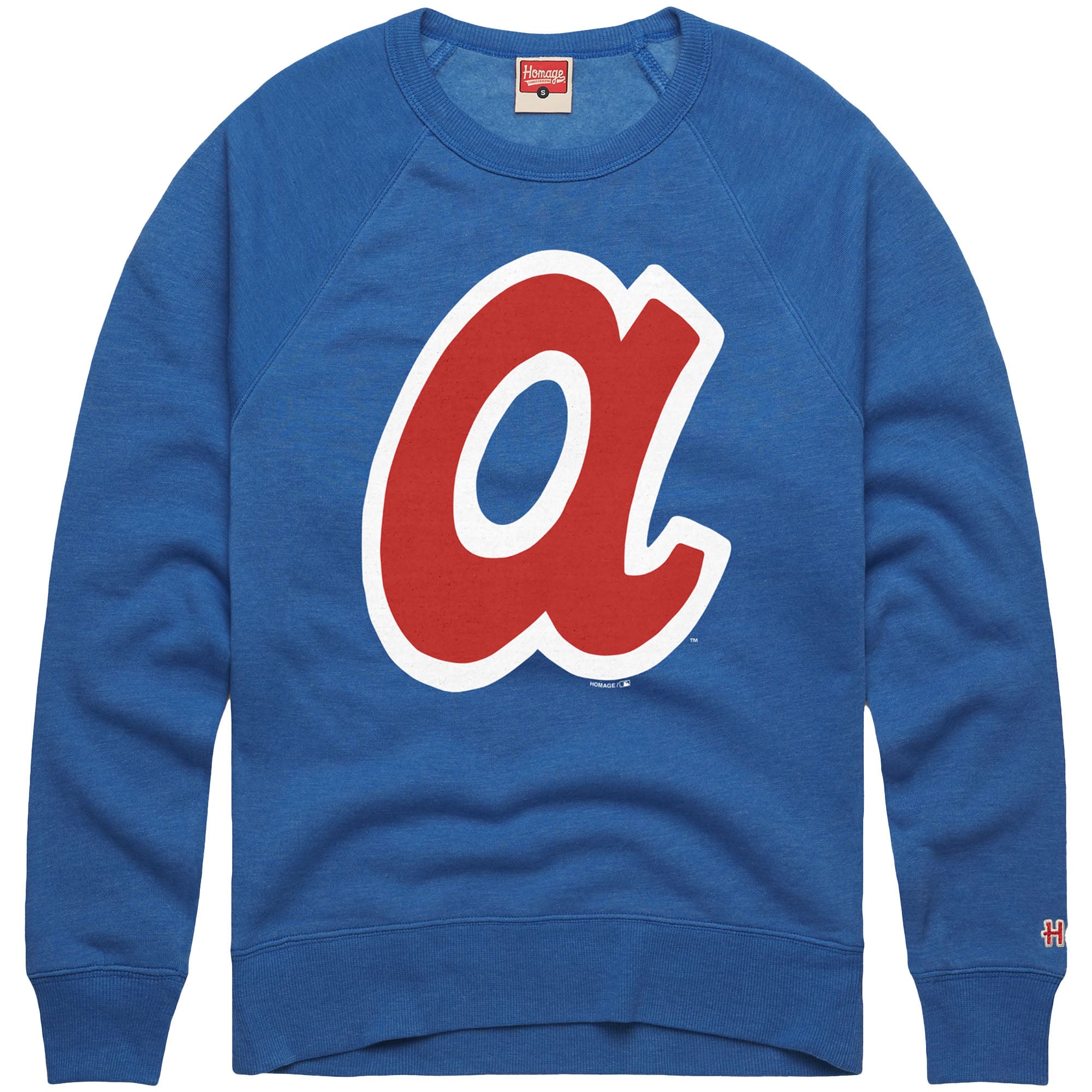 Men's Homage Royal Atlanta Braves Retro Tri-Blend Pullover Sweatshirt